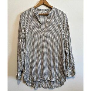 Madewell Wellspring Tunic Top S Black White Windowpane Plaid Check Popover